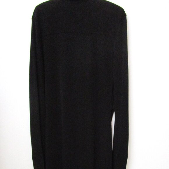 Button Down Long Dress Minimalist Black Viscose Knit - Picture 12 of 12